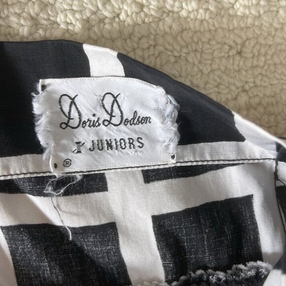 Vintage Doris Dodson Black / White Fit & Flare Dress 1950s Fits XXS-XS - Picture 12 of 16
